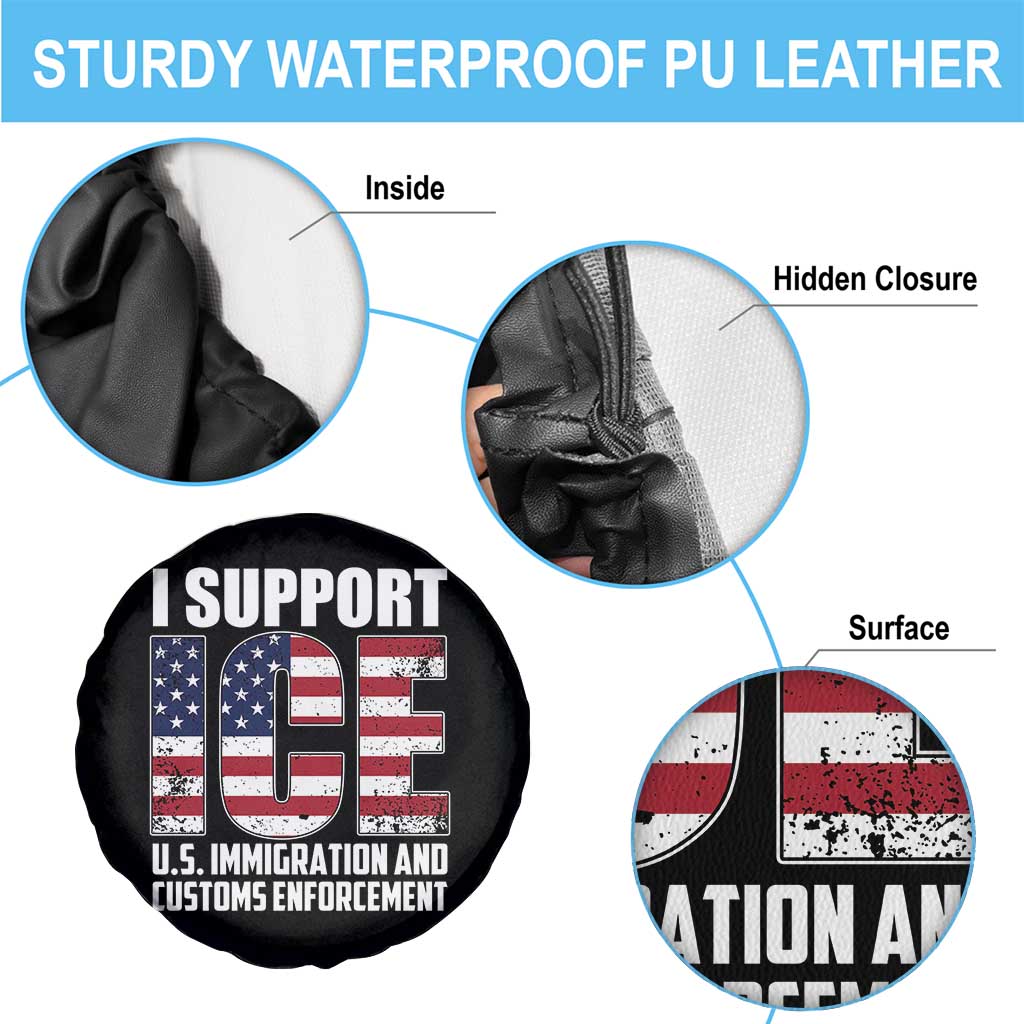 I Support ICE Patriotic Law Enforcement American Flag Spare Tire Cover