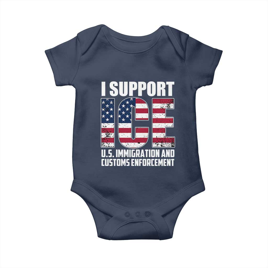 I Support ICE Patriotic Law Enforcement American Flag Baby Onesie