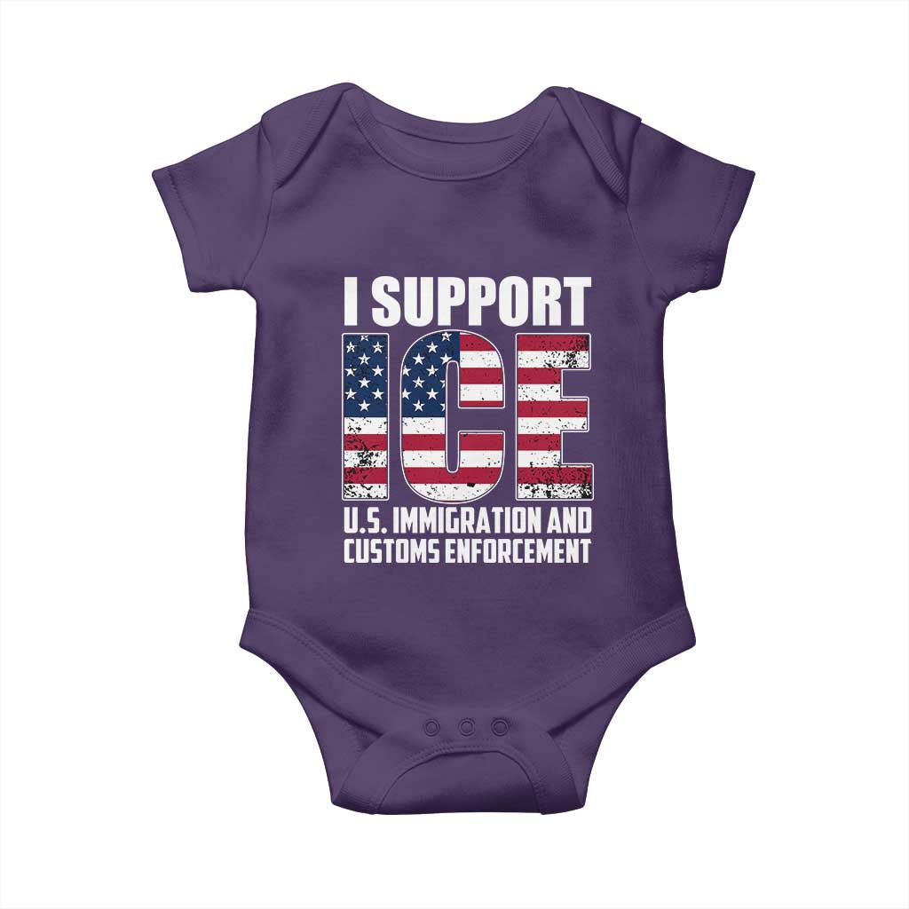 I Support ICE Patriotic Law Enforcement American Flag Baby Onesie
