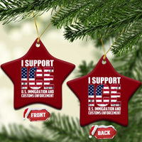 I Support ICE Patriotic Law Enforcement American Flag Ceramic Ornament