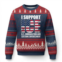 I Support ICE Patriotic Law Enforcement American Flag Ugly Christmas Sweater