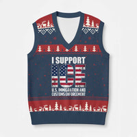 I Support ICE Patriotic Law Enforcement American Flag V-Neck Knit Sweater Vest
