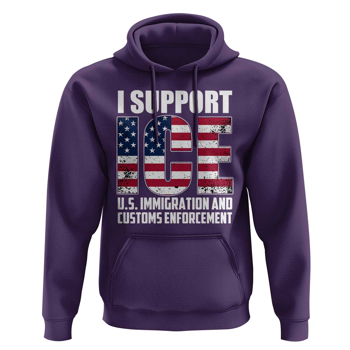 I Support ICE Patriotic Law Enforcement American Flag Hoodie