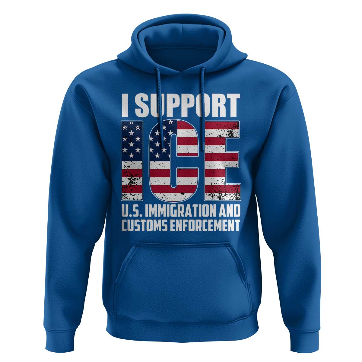 I Support ICE Patriotic Law Enforcement American Flag Hoodie