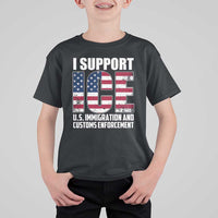 I Support ICE Patriotic Law Enforcement American Flag T Shirt For Kid