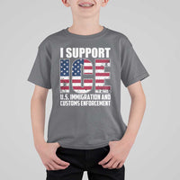 I Support ICE Patriotic Law Enforcement American Flag T Shirt For Kid
