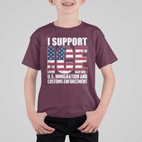 I Support ICE Patriotic Law Enforcement American Flag T Shirt For Kid