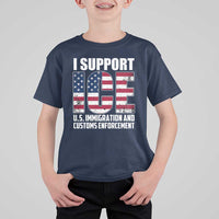 I Support ICE Patriotic Law Enforcement American Flag T Shirt For Kid