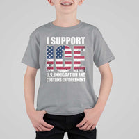 I Support ICE Patriotic Law Enforcement American Flag T Shirt For Kid