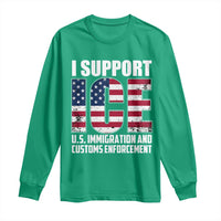 I Support ICE Patriotic Law Enforcement American Flag Long Sleeve Shirt