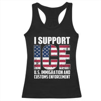 I Support ICE Patriotic Law Enforcement American Flag Racerback Tank Top