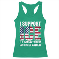 I Support ICE Patriotic Law Enforcement American Flag Racerback Tank Top
