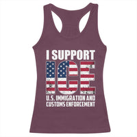 I Support ICE Patriotic Law Enforcement American Flag Racerback Tank Top