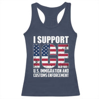 I Support ICE Patriotic Law Enforcement American Flag Racerback Tank Top