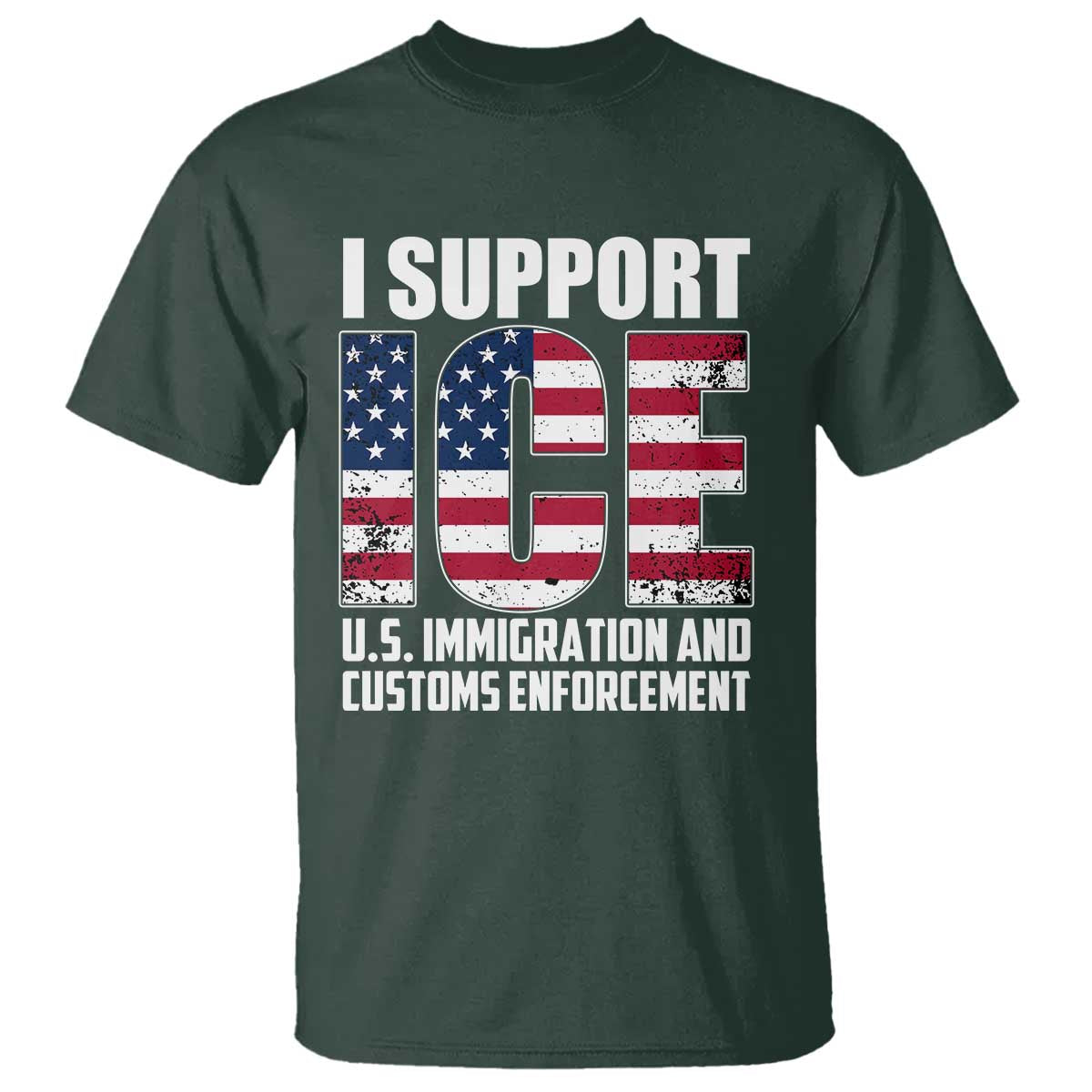 I Support ICE Patriotic Law Enforcement American Flag T Shirt