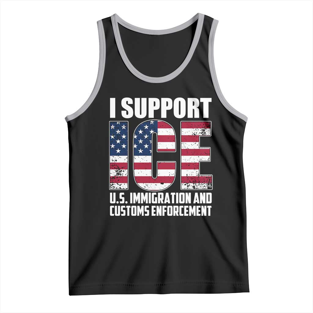 I Support ICE Patriotic Law Enforcement American Flag Tank Top