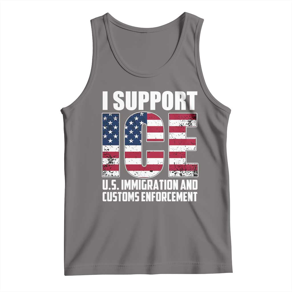 I Support ICE Patriotic Law Enforcement American Flag Tank Top