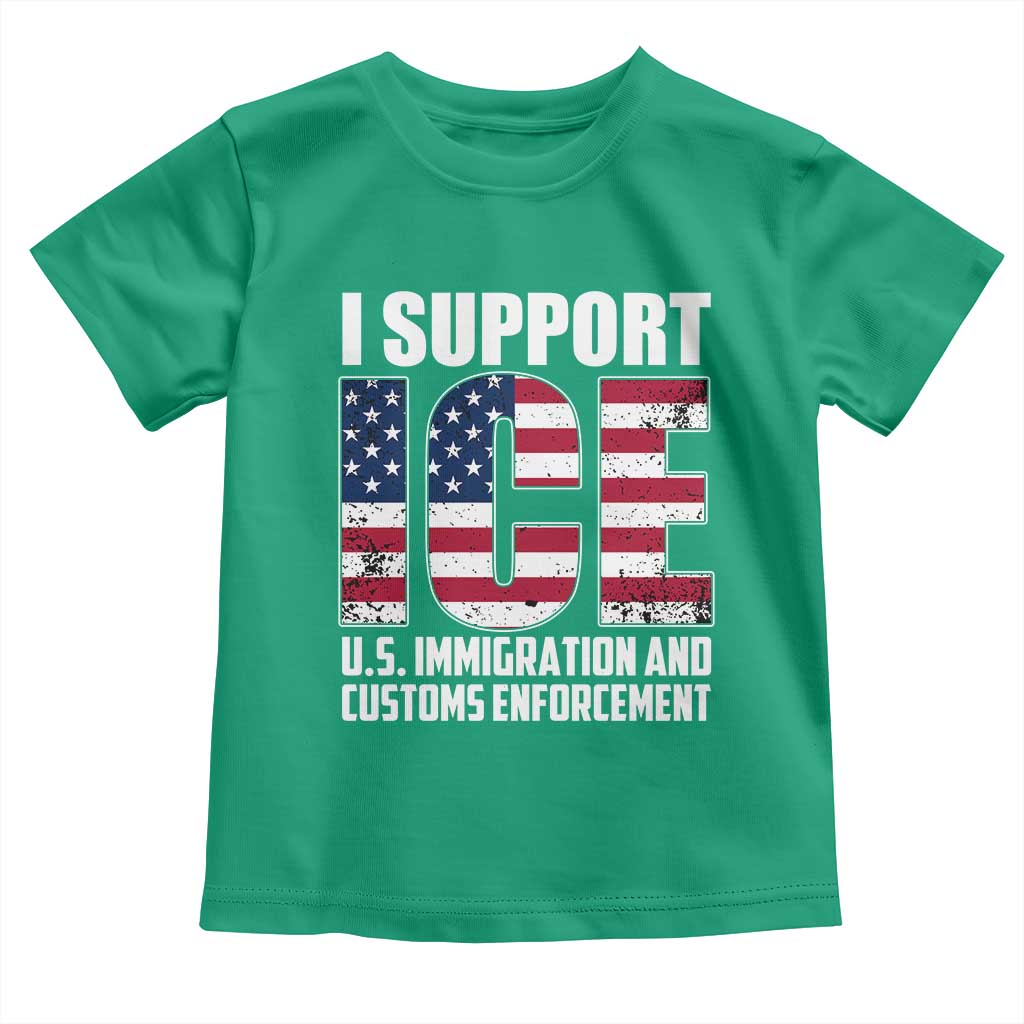 I Support ICE Patriotic Law Enforcement American Flag Toddler T Shirt
