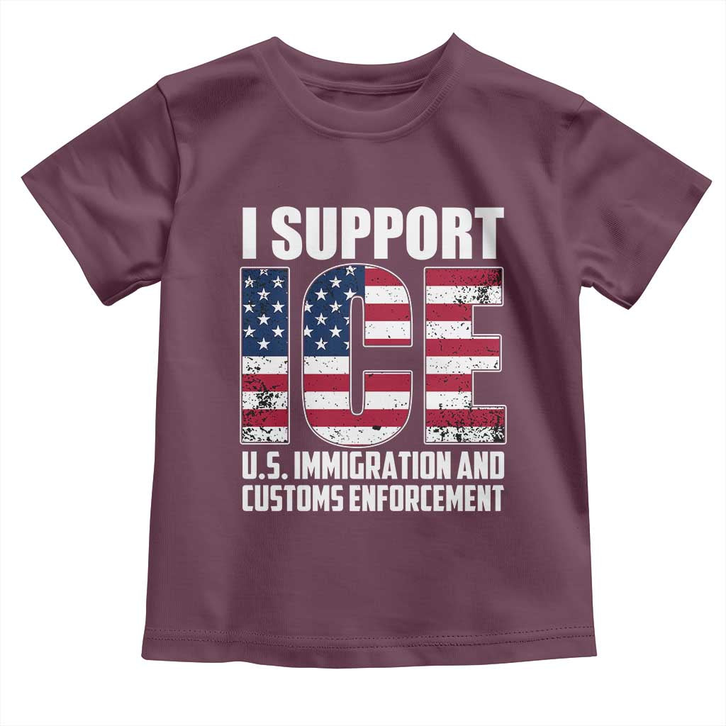 I Support ICE Patriotic Law Enforcement American Flag Toddler T Shirt