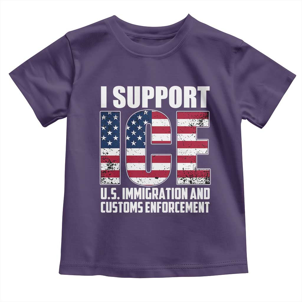 I Support ICE Patriotic Law Enforcement American Flag Toddler T Shirt