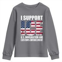 I Support ICE Patriotic Law Enforcement American Flag Youth Sweatshirt