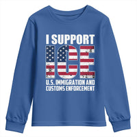 I Support ICE Patriotic Law Enforcement American Flag Youth Sweatshirt