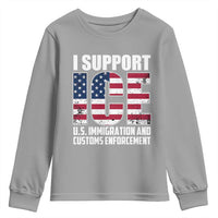 I Support ICE Patriotic Law Enforcement American Flag Youth Sweatshirt