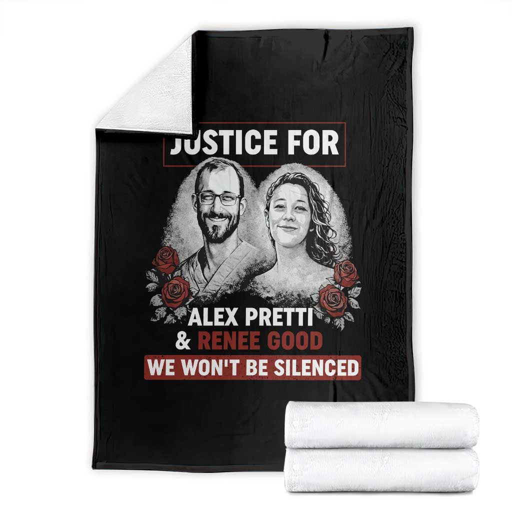 Justice for Alex Pretti and Renee Good Throw Blanket We Won’t Be Silenced Minnesota Resistance Protest