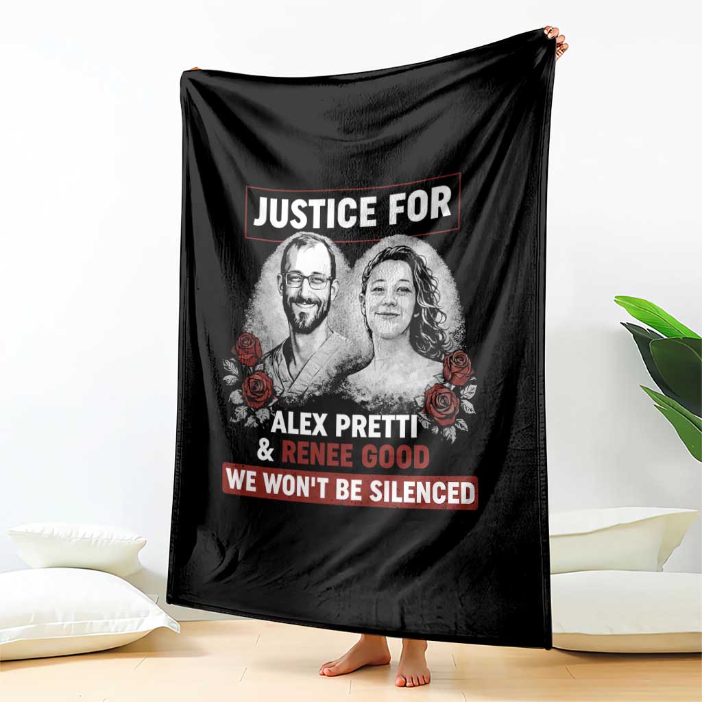 Justice for Alex Pretti and Renee Good Throw Blanket We Won’t Be Silenced Minnesota Resistance Protest