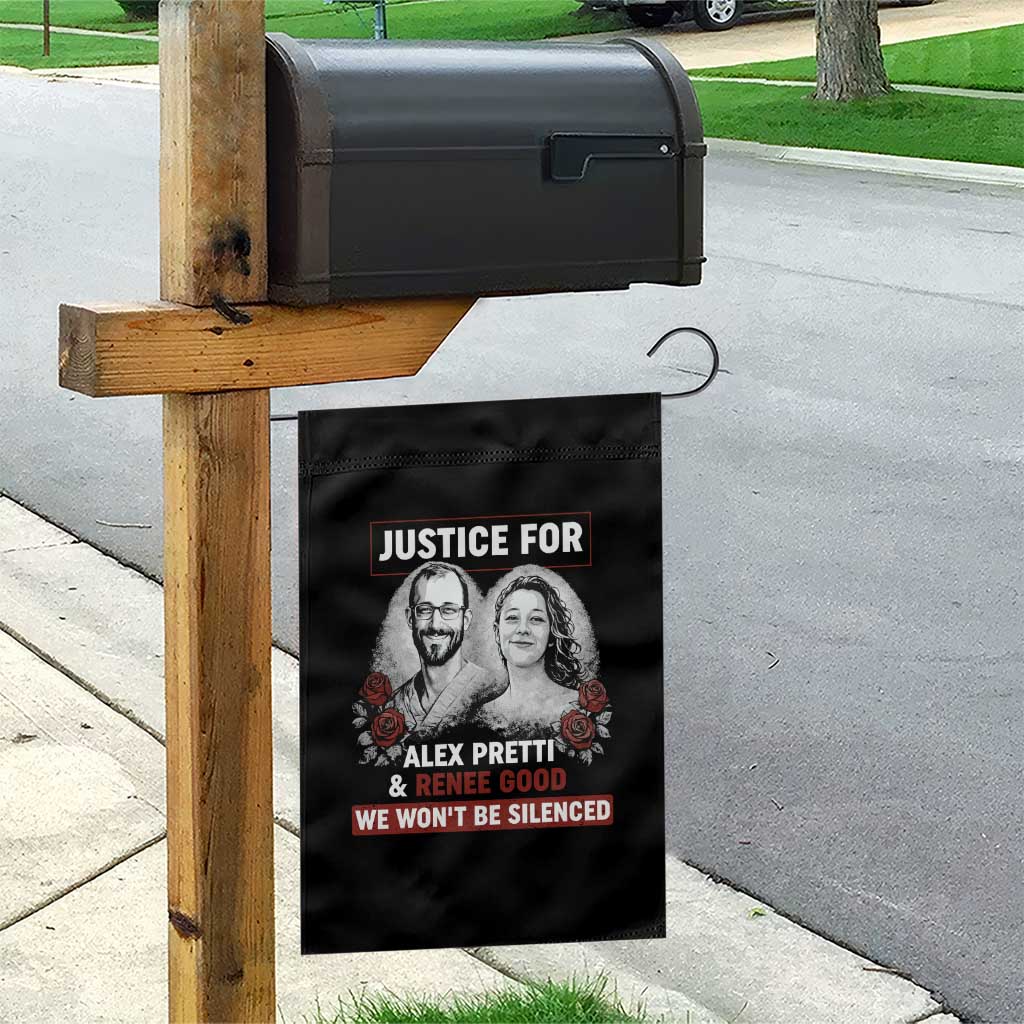 Justice for Alex Pretti and Renee Good Garden Flag We Won’t Be Silenced Minnesota Resistance Protest