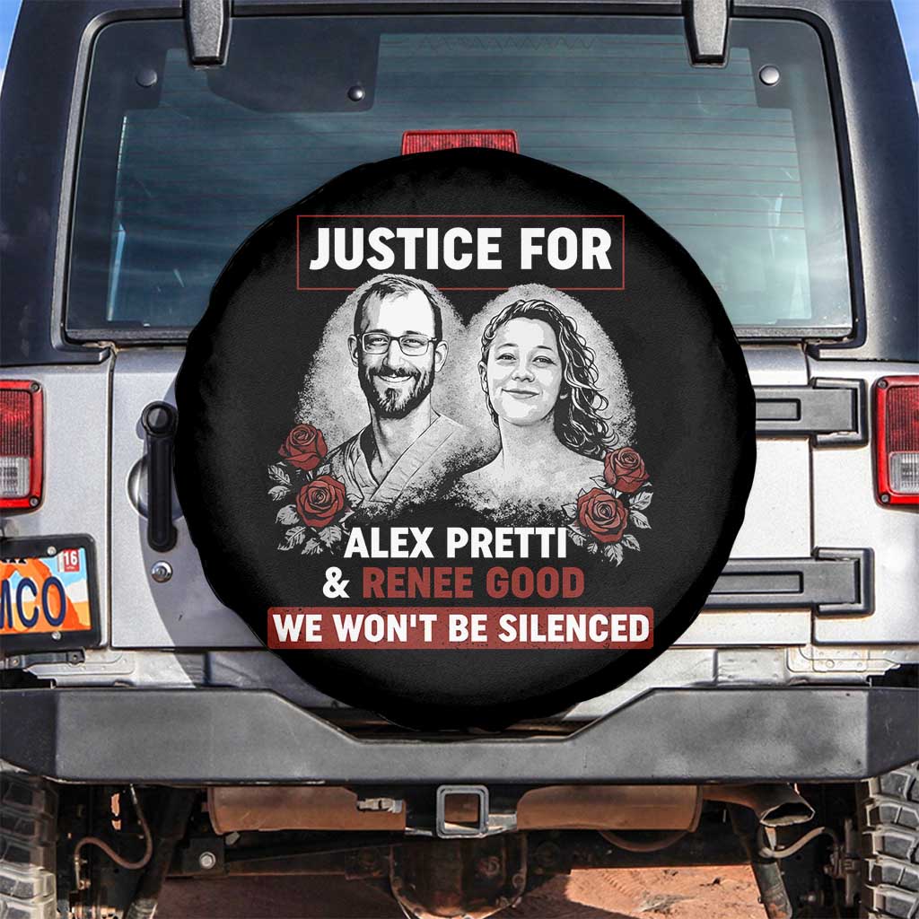 Justice for Alex Pretti and Renee Good Spare Tire Cover We Won’t Be Silenced Minnesota Resistance Protest