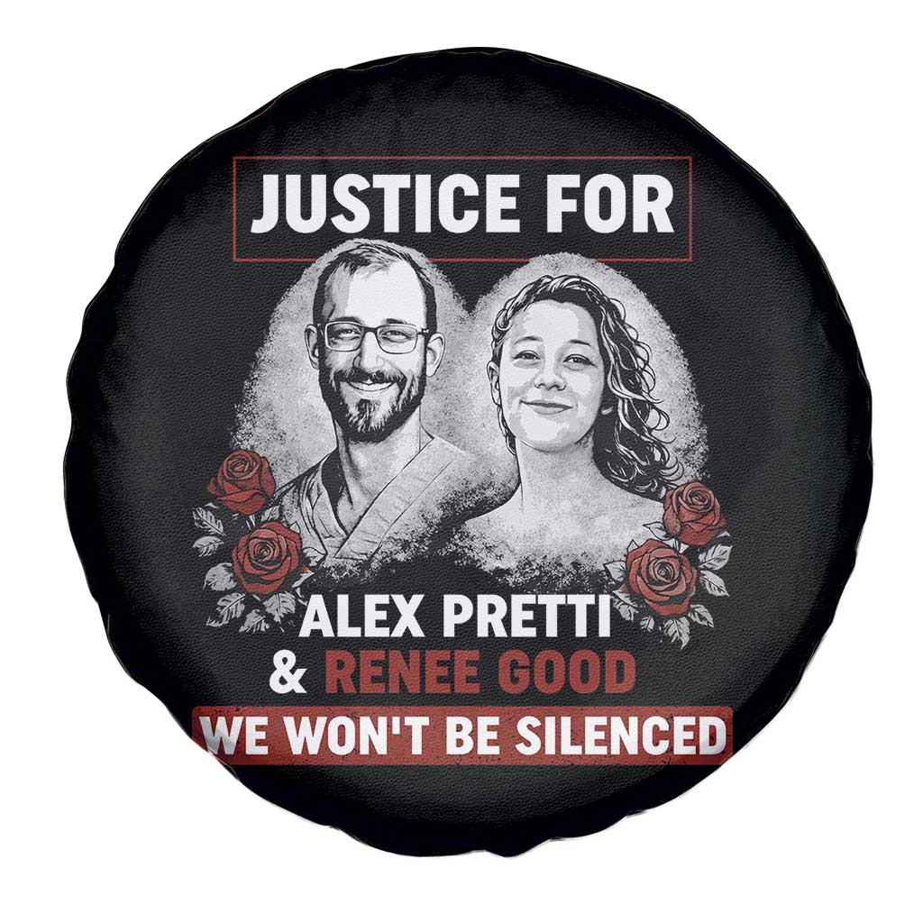 Justice for Alex Pretti and Renee Good Spare Tire Cover We Won’t Be Silenced Minnesota Resistance Protest