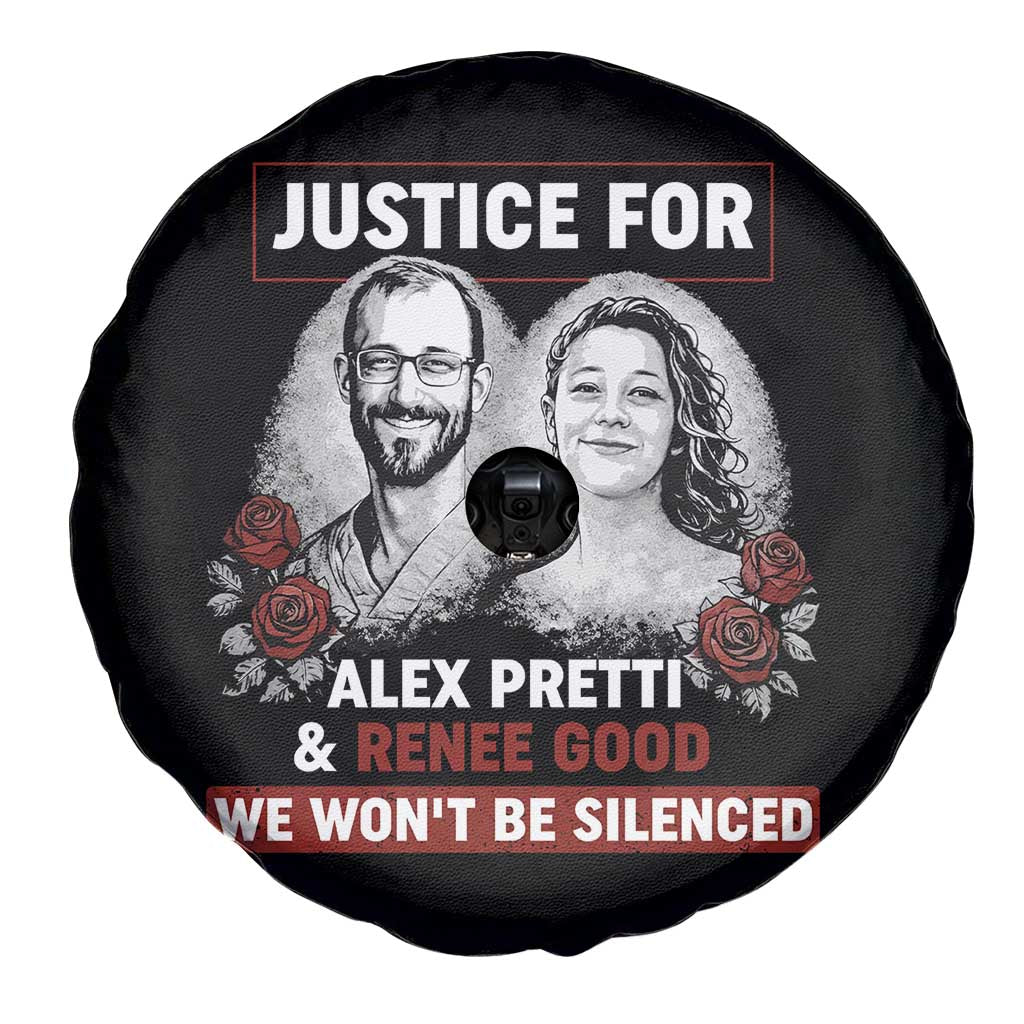 Justice for Alex Pretti and Renee Good Spare Tire Cover We Won’t Be Silenced Minnesota Resistance Protest