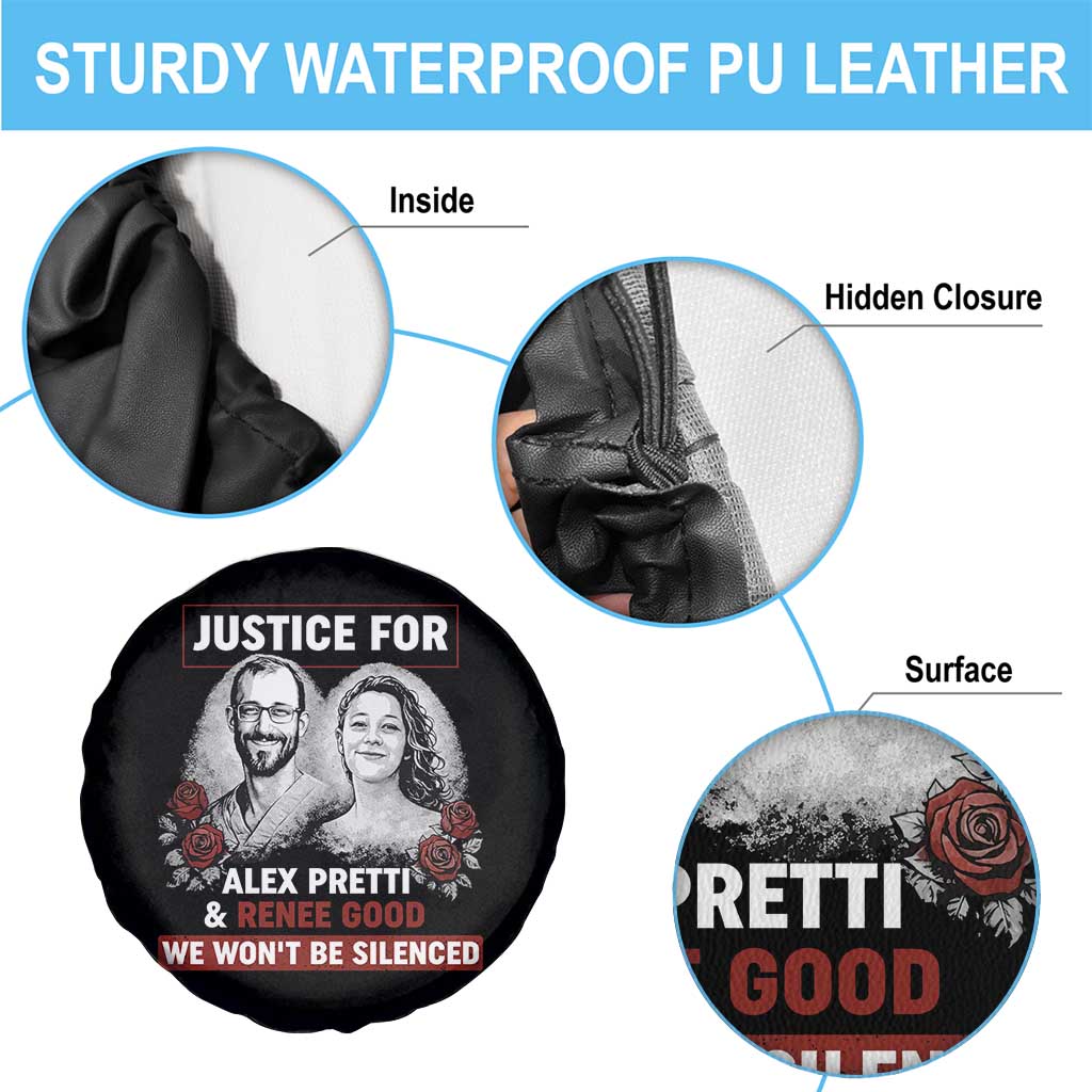 Justice for Alex Pretti and Renee Good Spare Tire Cover We Won’t Be Silenced Minnesota Resistance Protest