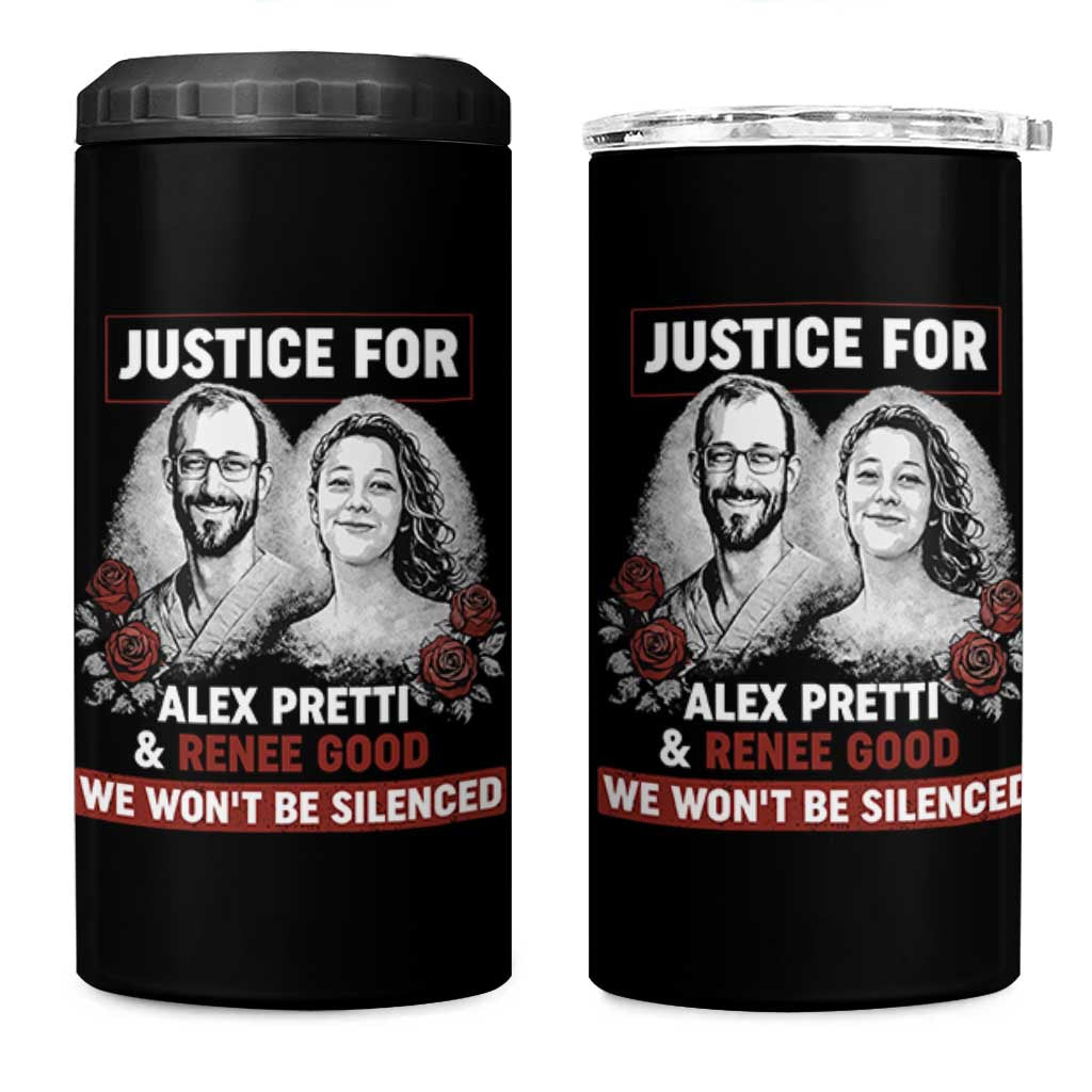 Justice for Alex Pretti and Renee Good 4 in 1 Can Cooler Tumbler We Won’t Be Silenced Minnesota Resistance Protest