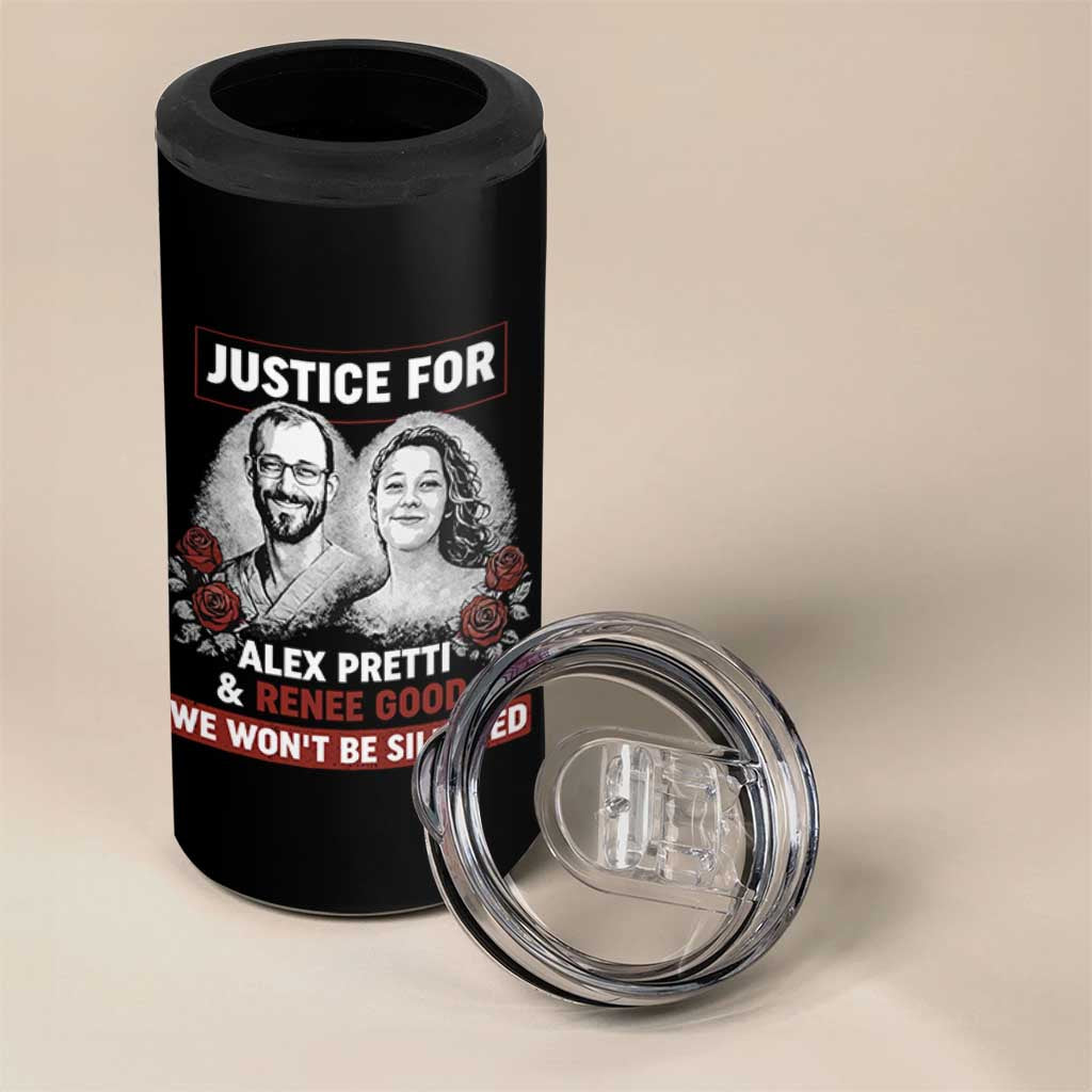 Justice for Alex Pretti and Renee Good 4 in 1 Can Cooler Tumbler We Won’t Be Silenced Minnesota Resistance Protest