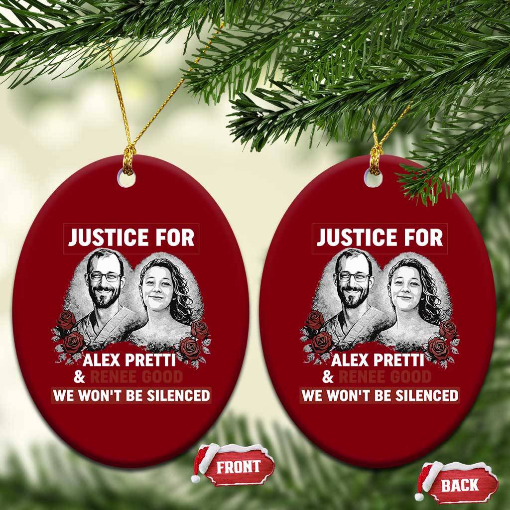 Justice for Alex Pretti and Renee Good Ceramic Ornament We Won’t Be Silenced Minnesota Resistance Protest