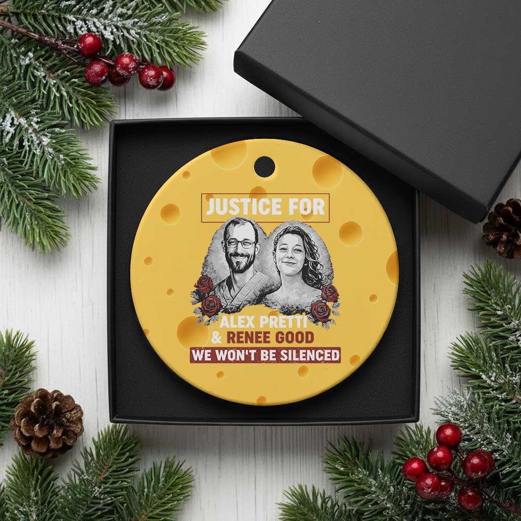 Justice for Alex Pretti and Renee Good Ceramic Ornament We Won’t Be Silenced Minnesota Resistance Protest