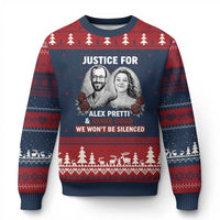 Justice for Alex Pretti and Renee Good Ugly Christmas Sweater We Won’t Be Silenced Minnesota Resistance Protest