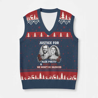 Justice for Alex Pretti and Renee Good V-Neck Knit Sweater Vest We Won’t Be Silenced Minnesota Resistance Protest