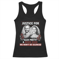 Justice for Alex Pretti and Renee Good Racerback Tank Top We Won’t Be Silenced Minnesota Resistance Protest
