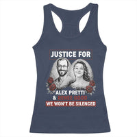 Justice for Alex Pretti and Renee Good Racerback Tank Top We Won’t Be Silenced Minnesota Resistance Protest