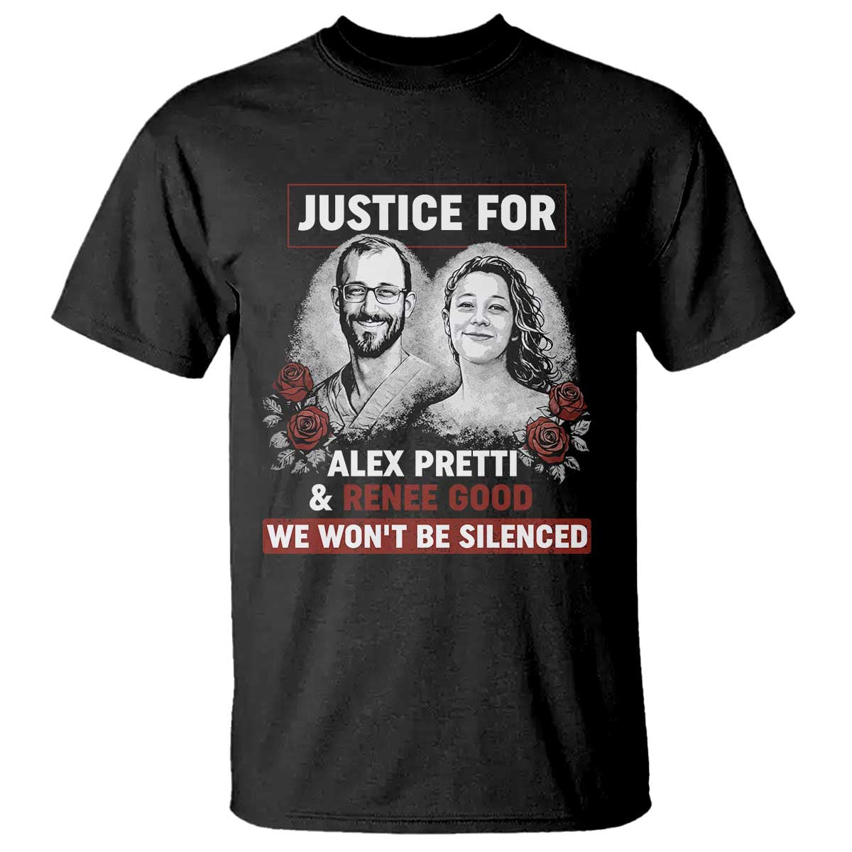 Justice for Alex Pretti and Renee Good T Shirt We Won’t Be Silenced Minnesota Resistance Protest