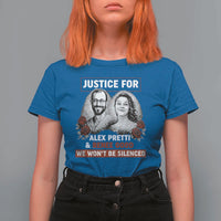 Justice for Alex Pretti and Renee Good T Shirt For Women We Won’t Be Silenced Minnesota Resistance Protest