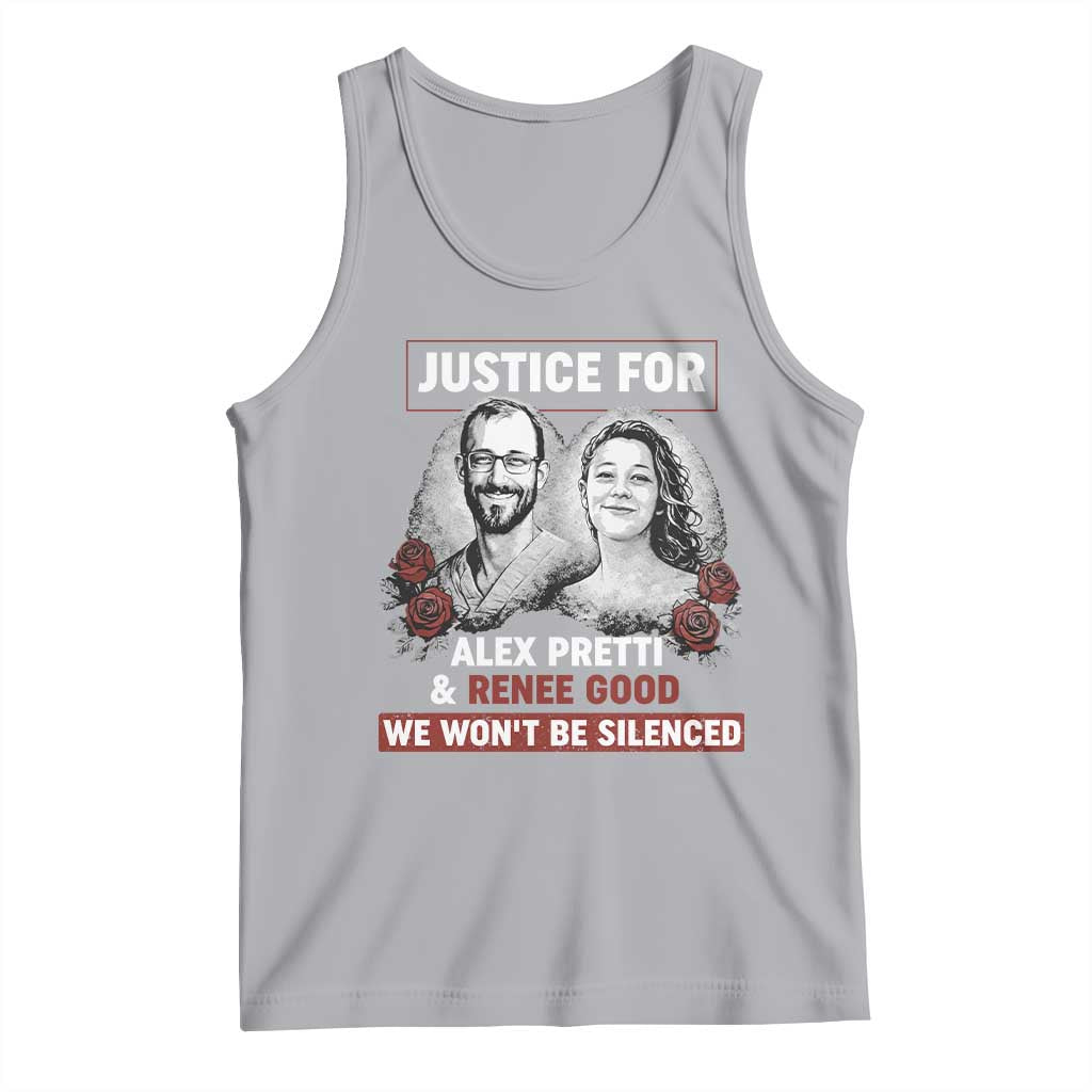 Justice for Alex Pretti and Renee Good Tank Top We Won’t Be Silenced Minnesota Resistance Protest