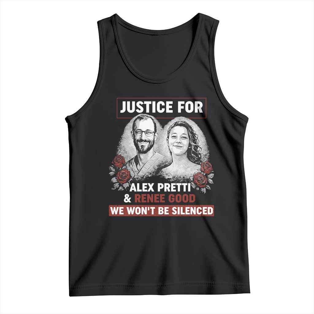 Justice for Alex Pretti and Renee Good Tank Top We Won’t Be Silenced Minnesota Resistance Protest