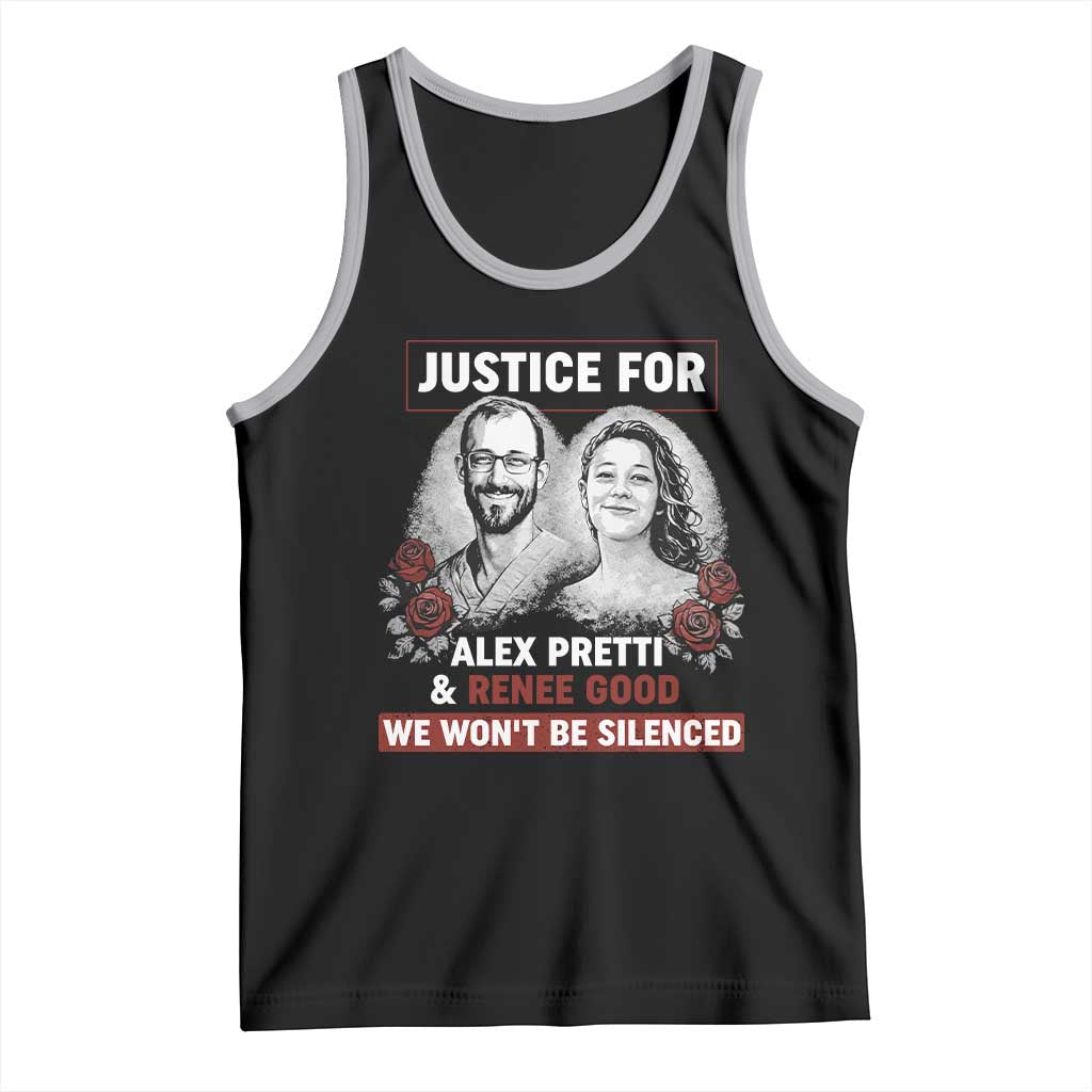 Justice for Alex Pretti and Renee Good Tank Top We Won’t Be Silenced Minnesota Resistance Protest