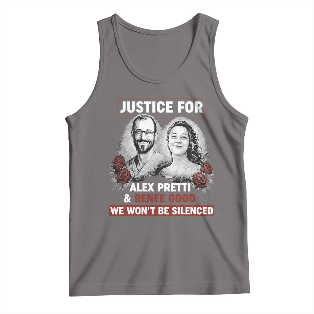 Justice for Alex Pretti and Renee Good Tank Top We Won’t Be Silenced Minnesota Resistance Protest