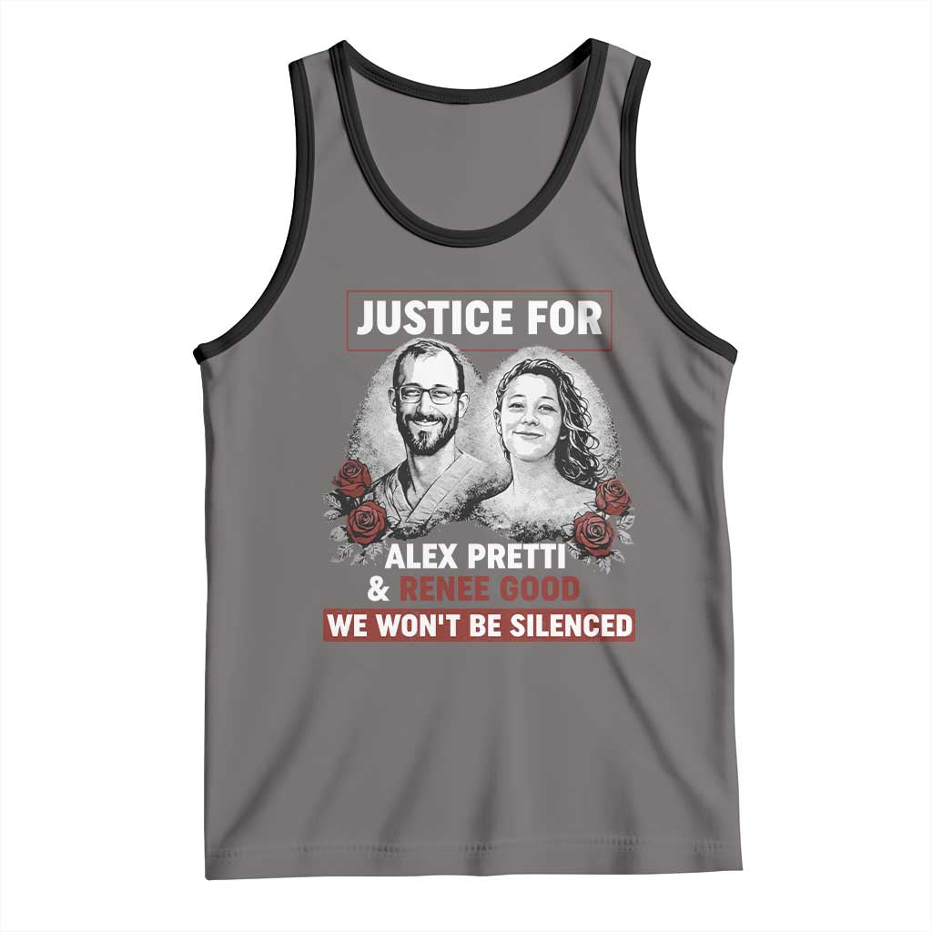 Justice for Alex Pretti and Renee Good Tank Top We Won’t Be Silenced Minnesota Resistance Protest
