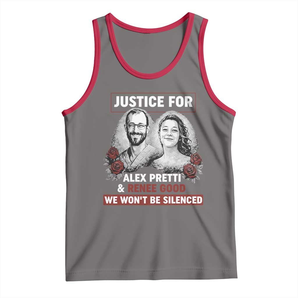 Justice for Alex Pretti and Renee Good Tank Top We Won’t Be Silenced Minnesota Resistance Protest